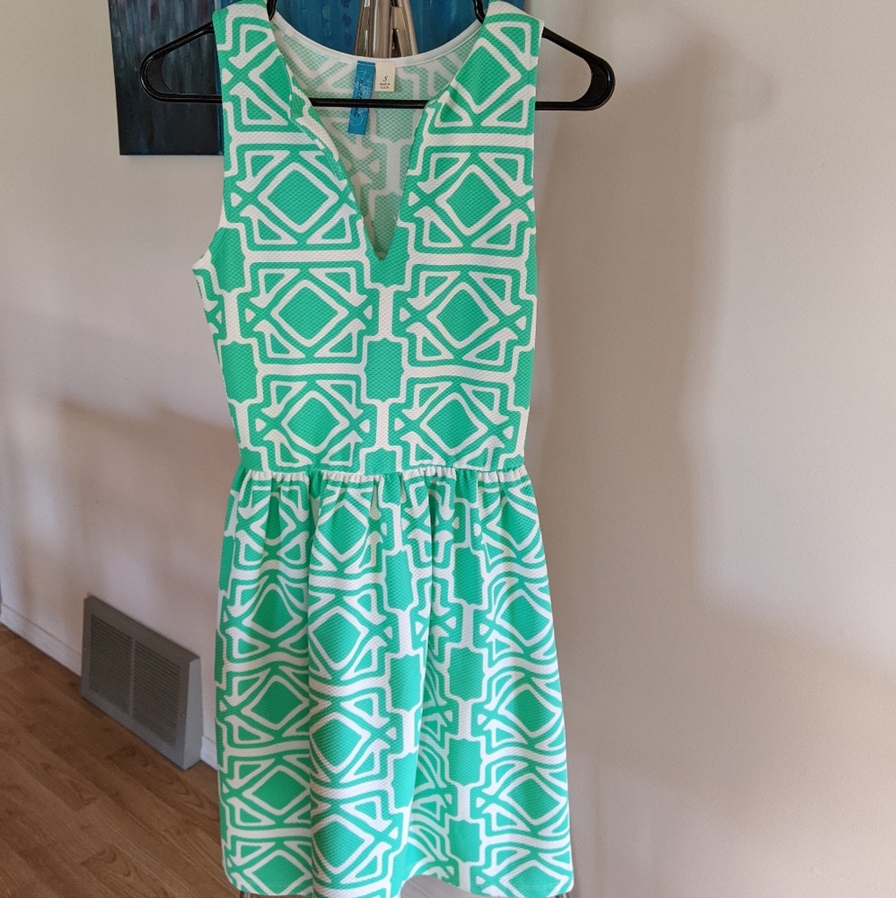 Geometric Pattern Mint Dress